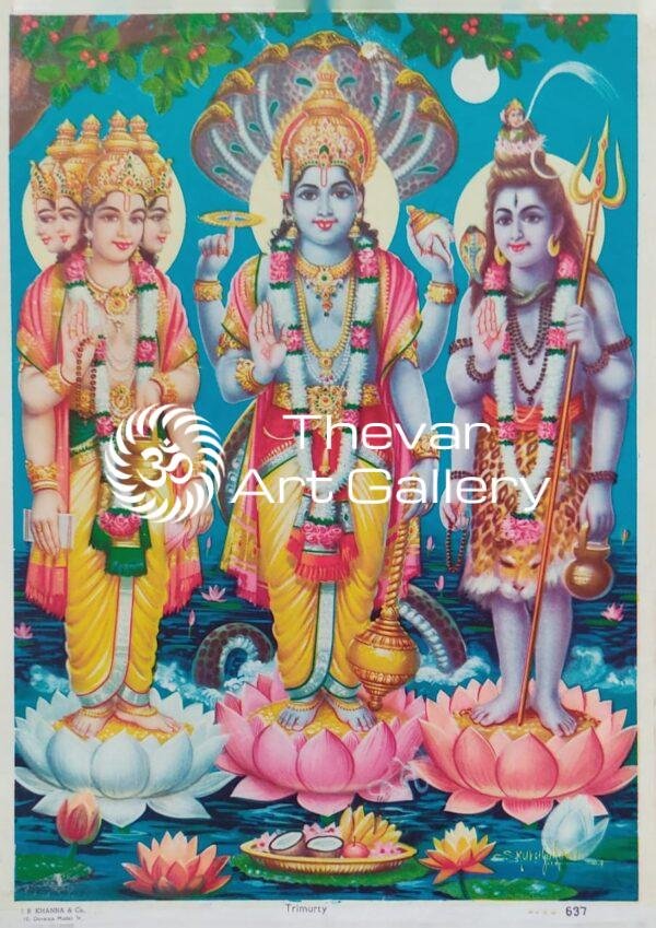 Trimurthi vintage print - Thevar art gallery