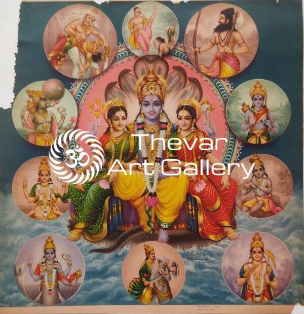 Satya bama Rukmini - Krishna - Dasavatharam vintage print - Thevar art gallery