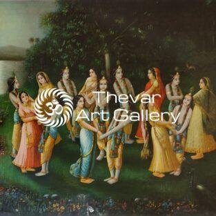 Radhe Krishna antique vintage print - Thevar art gallery