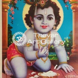 Makkan chor Krishna antique vintage prints - Thevar art gallery