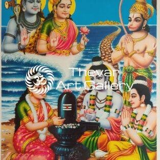 Shiva linga Puja antique vintage prints - Thevar art gallery