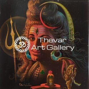 Shiva linga puja antique Vintage print - Thevar art gallery