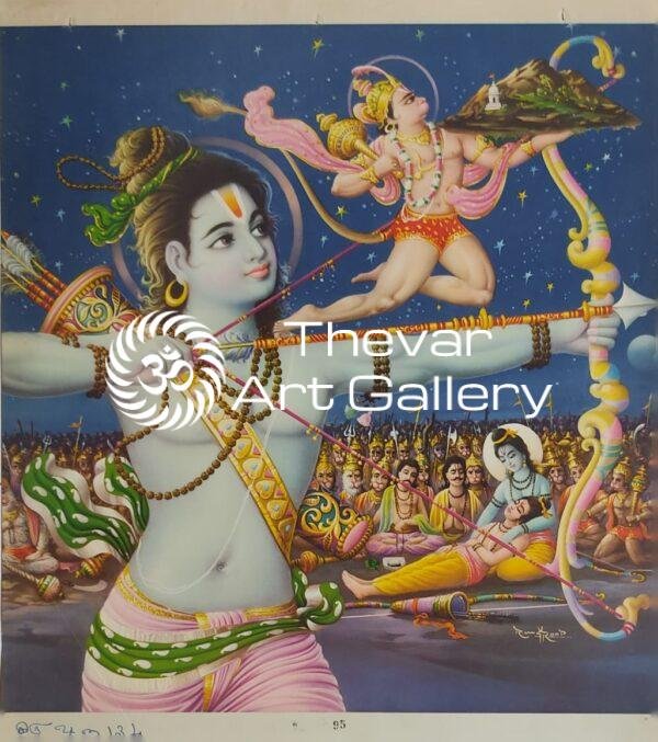 Laxman Hanuman antique Vintage print - Thevar art gallery