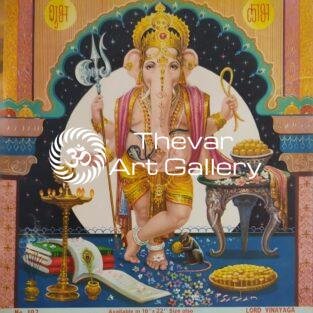 Lord Vinayaka antique Vintage print - Thevar art gallery