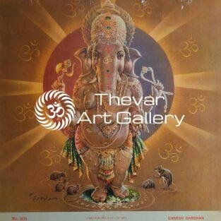 Ganesha darshan antique Vintage print - Thevar art gallery