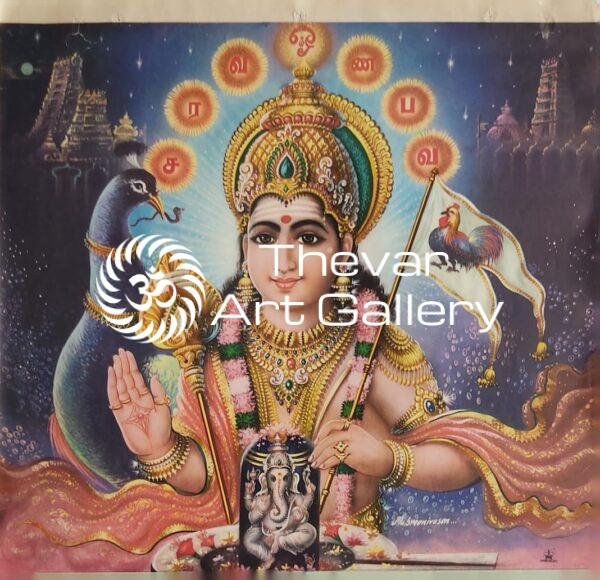 Murugan Ganesha antique Vintage print - Thevar art gallery